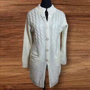 Newcastle Cream Button Front Knit Cardigan With Front Pockets Size 2XL